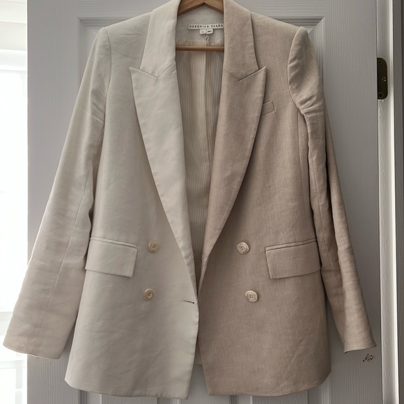 Veronica Beard Braeton Linen Blend Dickey Jacket White/Limestone Size 6 - Picture 3 of 5